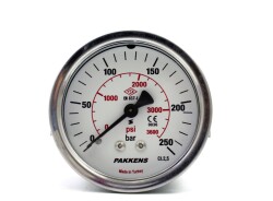 Pakkens 0-250 Bar 63 mm Arkadan Bağlantılı Panotipi Kuru Manometre G 1/4 inç - Pakkens