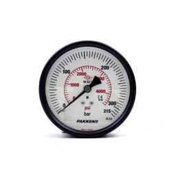 Pakkens 0-315 Bar 100 mm Arkadan Bağlantılı Kuru Manometre G 1/4 inç - Pakkens