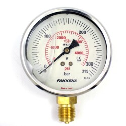 Pakkens 0-315 Bar 160 mm Alttan Bağlantılı Gliserinli Manometre G 1/2 inç - 1