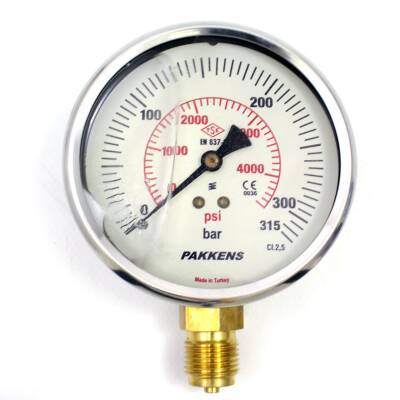 Pakkens 0-315 Bar 160 mm Alttan Bağlantılı Gliserinli Manometre G 1/2 inç - 1