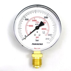 Pakkens 0-315 Bar 160 mm Alttan Bağlantılı Kuru Manometre G 1/2 inç - 1