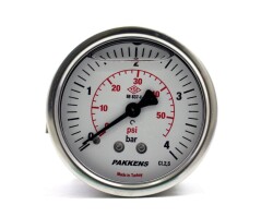 Pakkens 0-4 Bar 100 mm Arkadan Bağlantılı Panotipi Gliserinli Manometre G 1/2 inç - 1