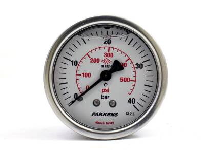 Pakkens 0-40 Bar 100 mm Arkadan Bağlantılı Gliserinli Manometre G 1/2 inç - 1