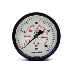 Pakkens 0-40 Bar 100 mm Arkadan Bağlantılı Kuru Manometre G 1/4 inç - Pakkens