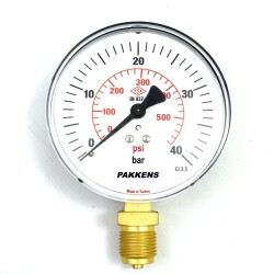 Pakkens 0-40 Bar 160 mm Alttan Bağlantılı Kuru Manometre G 1/2 inç - 1