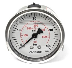 Pakkens 0-40 Bar 63 mm Arkadan Bağlantılı Panotipi Gliserinli Manometre G 1/4 inç - 1