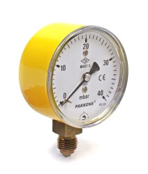 Pakkens 0-40 mBar 63 mm Alttan Bağlantılı Kapsül Diyaframlı Doğalgaz Manometresi CL1,6 G 1/4'' - Pakkens