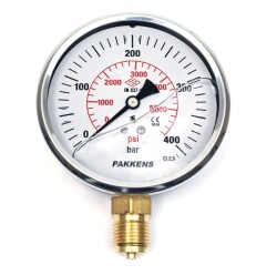 Pakkens 0-400 Bar 100 mm Alttan Bağlantılı Gliserinli Manometre G 1/2 inç - Pakkens