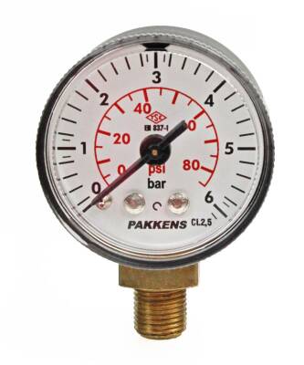 Pakkens 0-6 Bar 40 mm Alttan Bağlantılı Kuru Manometre G 1/8 inç - 1