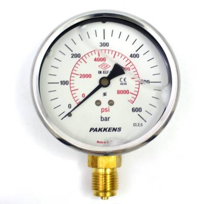 Pakkens 0-600 Bar 160 mm Alttan Bağlantılı Gliserinli Manometre G 1/2 inç - 1