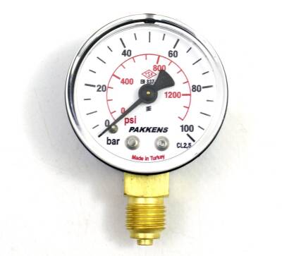 Pakkens Çap 50 0/100 Bar Kuru Tip Basınç Ölçer, Manometre, Basınç Göstergesi 1/4'' - 1