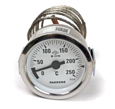 Pakkens Çap 60 0/+250 °C Arkadan Bağlantılı Pano Tip Gazlı Termometre 1mt Paslanmaz Örgülü - 1