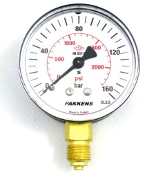 Pakkens Çap 63 0/160 Bar Kuru Tip Basınç Ölçer, Manometre, Basınç Göstergesi 1/4 inch - Pakkens