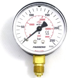 Pakkens Çap 63 0/250 Bar Kuru Tip Basınç Ölçer, Manometre, Basınç Göstergesi 1/4 inch - Pakkens