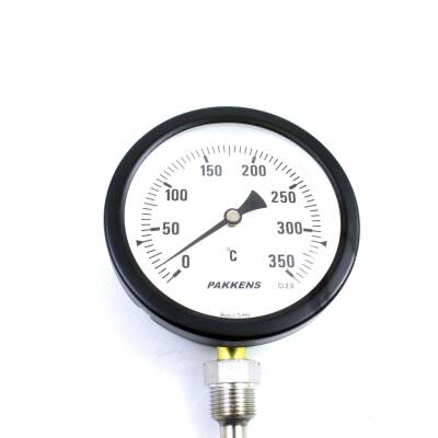 Pakkens Termometre 0-350 °C Çap 100 mm Daldırma Boyu 10 cm Alttan Bağlantılı G 1/2 inç - 1