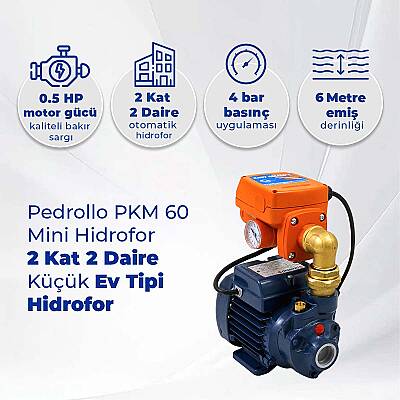 Pedrollo PKM 60 Mini Hidrofor 2 Kat 2 Daire Küçük Ev Tipi Hidrofor - 2