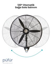 Püfür 65 Cm Kumandalı, Zaman Ayarlı Sanayi Duvar Tipi Endüstriyel Vantilatör - 4