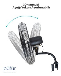 Püfür 2 ADET Kumandalı, Zaman Ayarlı Sanayi Duvar Tipi Endüstriyel Vantilatör 65 Cm - 3