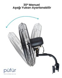 Püfür 2 ADET Kumandalı, Zaman Ayarlı Sanayi Duvar Tipi Endüstriyel Vantilatör 75 Cm - 3