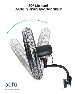 Püfür 2 ADET Kumandalı, Zaman Ayarlı Sanayi Duvar Tipi Endüstriyel Vantilatör 75 Cm - 3