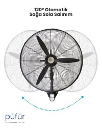 Püfür 2 ADET Kumandalı, Zaman Ayarlı Sanayi Duvar Tipi Endüstriyel Vantilatör 75 Cm - 4