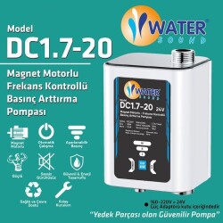 Sessiz Daire İçi Hidrofor, Güneş Enerjisi, Şebeke Basınç Artırıcı Otomatik Pompa 2 Bar 26 Lt/Dk - DC1.7-20 - 2