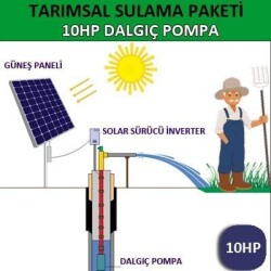 Solar Güneş Enerjili Tarımsal Sulama Sistemi, 10 HP Dalgıç Pompa Sistemi - Kampa