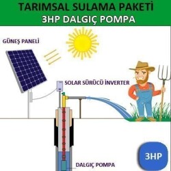 Solar Güneş Enerjili Tarımsal Sulama Sistemi, 3 HP Dalgıç Pompa Sistemi - Kampa