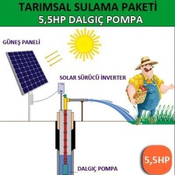 Solar Güneş Enerjili Tarımsal Sulama Sistemi, 5.5 HP Dalgıç Pompa Sistemi - Kampa