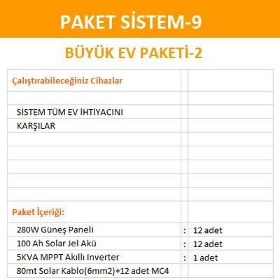 Solar Paket Güneş Enerjisi Sistemi Büyük Ev Paketi - 2