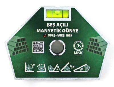 Su Terazili Manyetik Kaynak Gönyesi 5 Açılı, 30-50 Kg Kaynak Tutucu Mıknatıs - 1