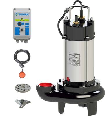 Sumak SBRT 18/2 Bıçaklı Foseptik Dalgıç Pompa Trifaze (380V) 1.5 HP - 1