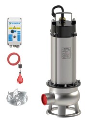 Sumak SDTV 20/2 İNOX Komple Paslanmaz Vortex Çarklı Foseptik Dalgıç Pompa 380 Volt 2.2 Hp 13 Mss - Sumak Pompa