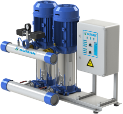 Sumak SHM6 B 100/6 Düşey Milli Kademeli Çift Pompalı Hidrofor 6 KAT 30 DAİRE - Sumak Pompa