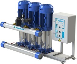 Sumak SHM6 C 100/6 Düşey Milli Kademeli Üç Pompalı Hidrofor 6 KAT 45 DAİRE - Sumak Pompa