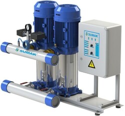 Sumak SHM8 B 300/8 Düşey Milli Kademeli Çift Pompalı Hidrofor 10 KAT 52 DAİRE - Sumak Pompa