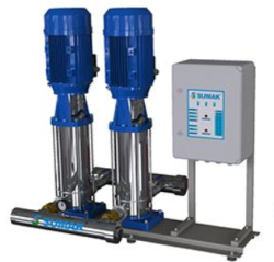 Sumak SHTPD8 B 220/8 Düşey Milli Kademeli Çift Pompalı Paslanmaz Çark ve Difüzörlü Hidrofor 8 KAT 48 DAİRE - Sumak Pompa