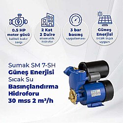 Sumak SM 7-SH Güneş Enerjisi Sıcak Su Basınçlandırma Hidroforu 30 mss 2 m³/h - Sumak Pompa (1)