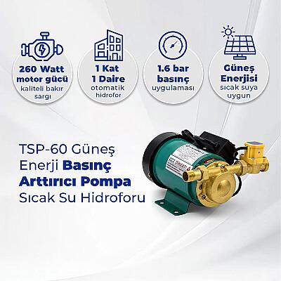 TSP-60 Güneş Enerji Basınç Arttırıcı Pompa, Sıcak Su Hidroforu - 2