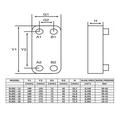 Welko EL30C-28 Kaynak Plakalı Isı Eşanjör Bağlantı 3/4 - 1/2 Kapasite 550 Lt/Saat - 4