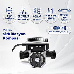 Welko LPA 25-10 180 mm 40-60.000 Kazan İçin Frekans Konvertörlü Sirkülasyon Pompası 10 mss 9 m3/h - Welko (1)