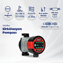Welko LPA 25-8 130 mm Frekans Konvertörlü Sirkülasyon Pompası 8 mss 4,2 m3/h - Welko (1)