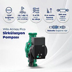 Wilo Atmos Pico 30/1-6-180mm Frekans Konvertörlü Sirkülasyon Pompası 6 mss 1.1/4'' - Wilo (1)