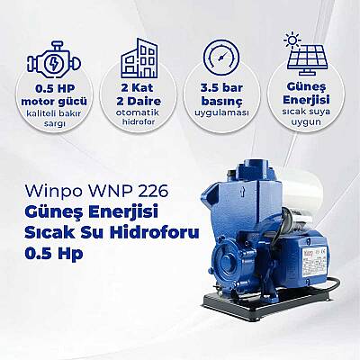 Winpo WNP 226 Güneş Enerjisi Sıcak Su Hidroforu 0.5 Hp - 2